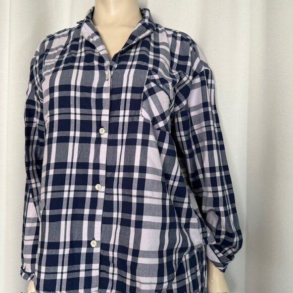 Victoria's Secret - Cozy Flannel Blue White Long Pajama Set Size M - Picture 2 of 13